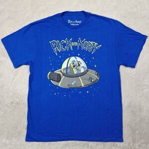 Rick and Morty Lime Spaceship T-shirt Men's Large Adult Swim UFO Graphic Tee